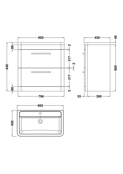 Hudson Reed Floor Standing 800mm Cabinet & Ceramic Basin