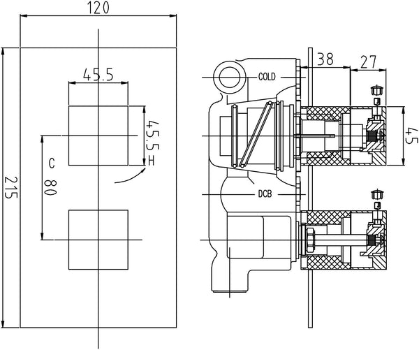 Hudson Reed Twin Thermostatic Shower Valve With Diverter