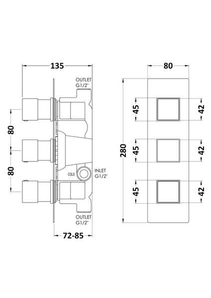 Hudson Reed Triple Valve