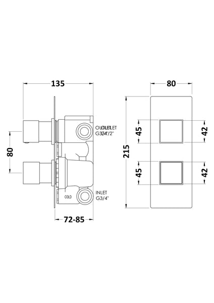 Hudson Reed Twin Valve with Diverter