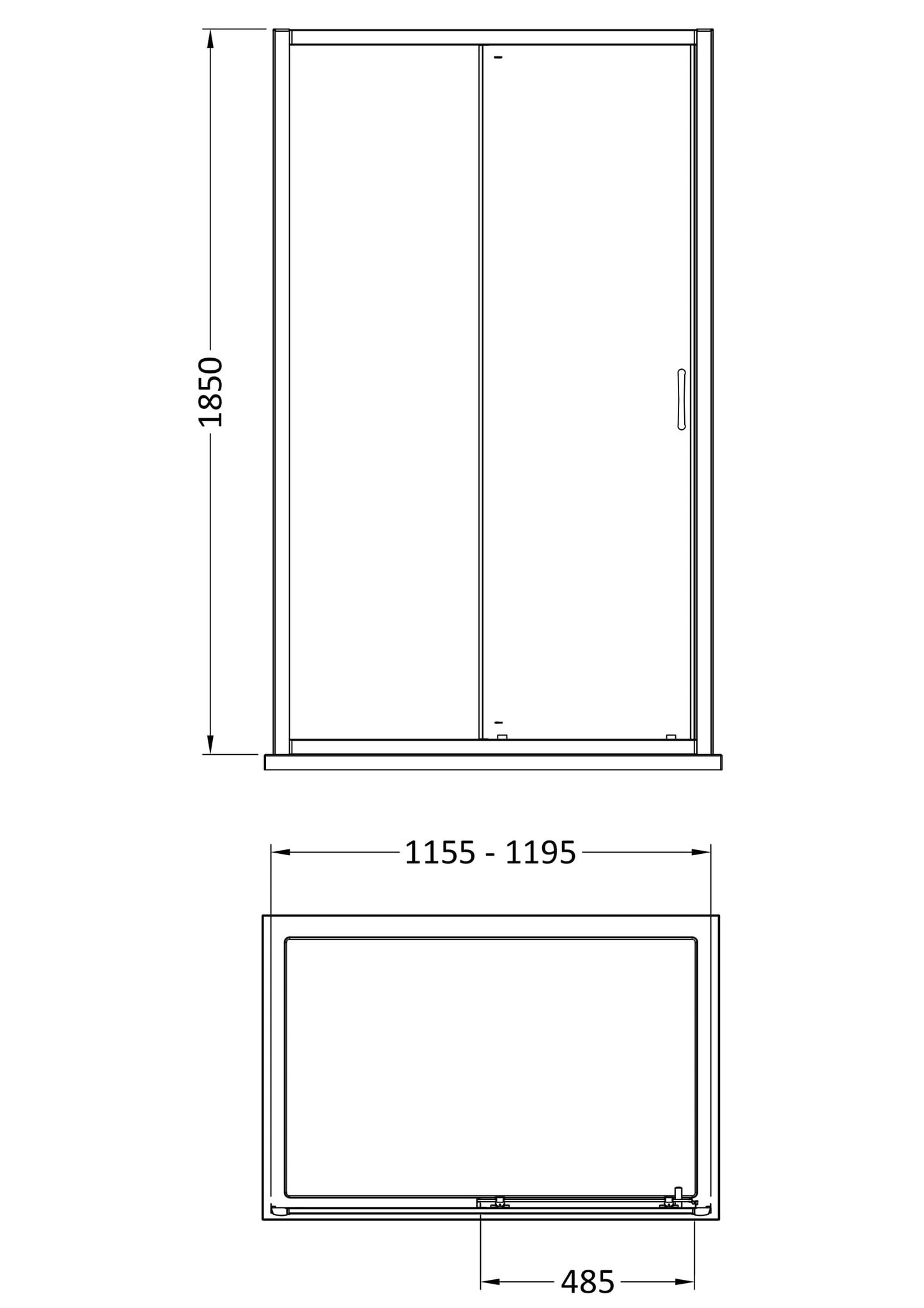 NUIE 1850 x 1200mm Sliding Shower Door