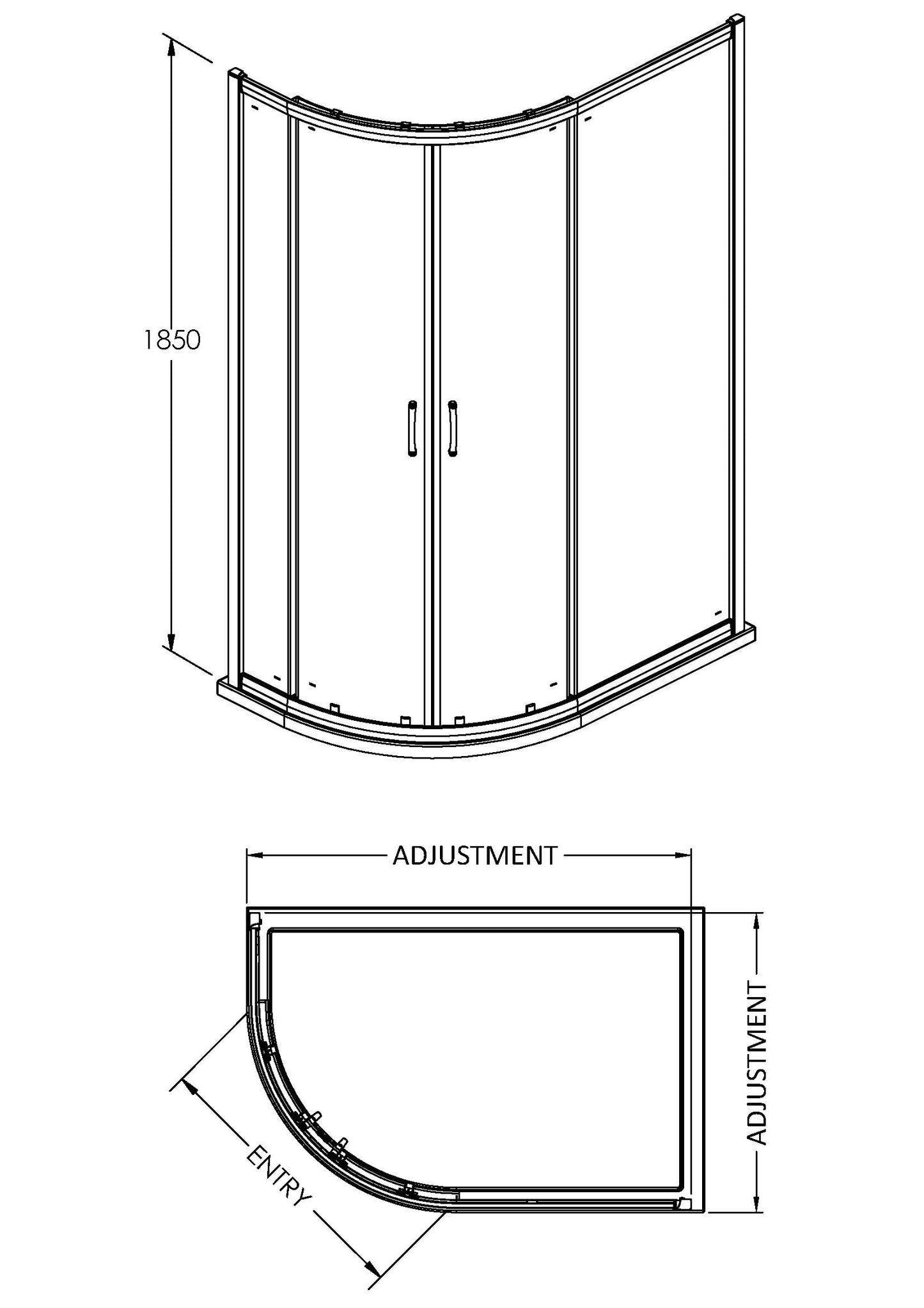 NUIE 1850 x 1200 x 800mm Offset Quad Enclosure