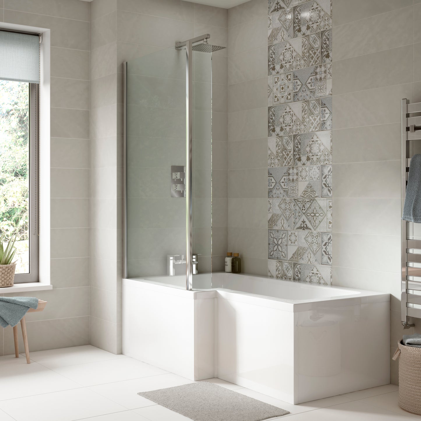 NUIE 1700 sq showerbath front panel cw fixing