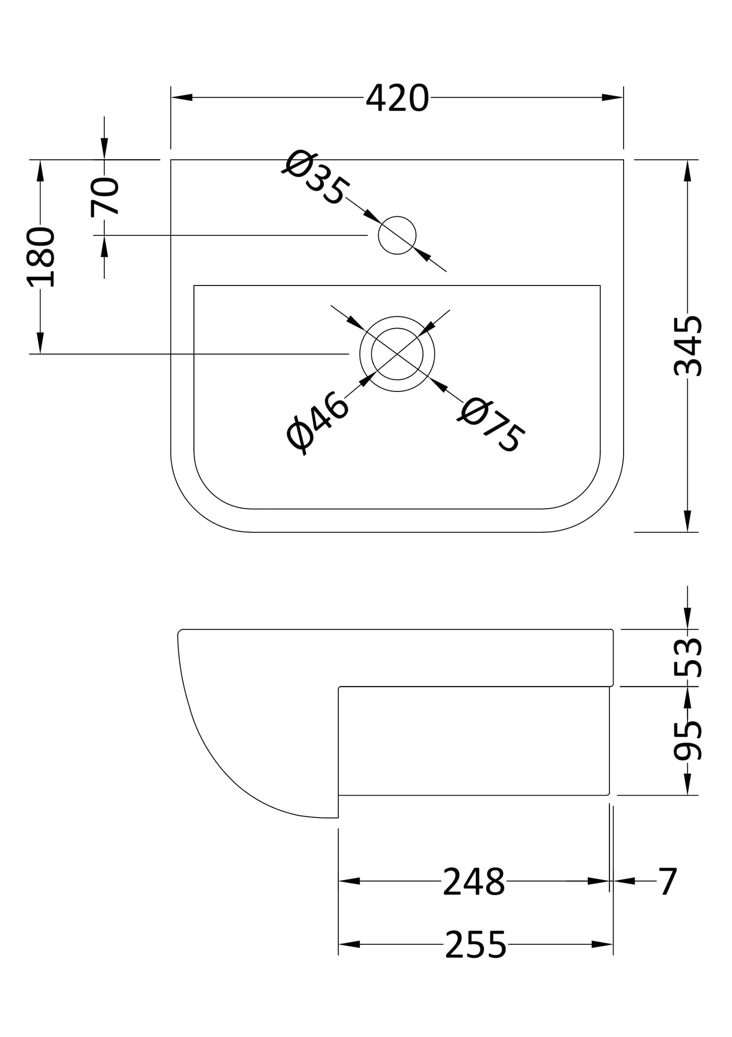 Hudson Reed Aria Semi Recessed Basin