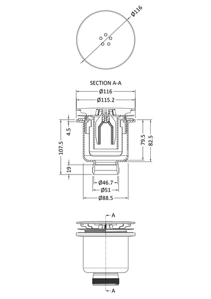 NUIE Straight Shower Tray Waste