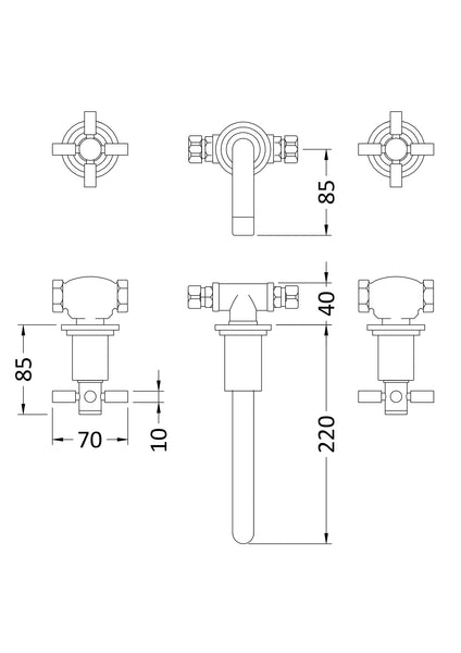 Hudson Reed Wall Mounted Basin Mixer