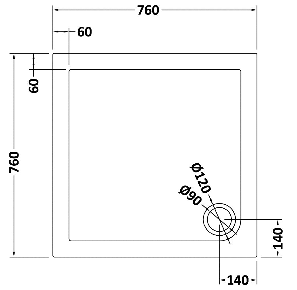 NUIE Square Shower Tray 760 x 760mm