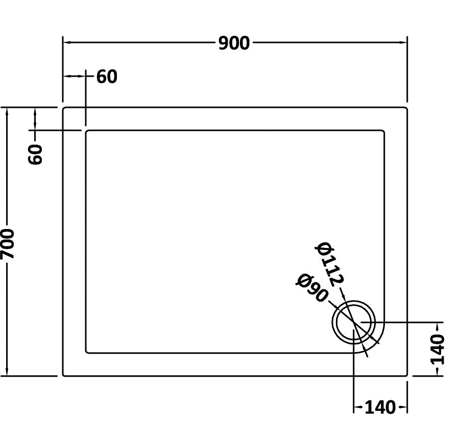 NUIE Rectangular Shower Tray 900 x 700mm