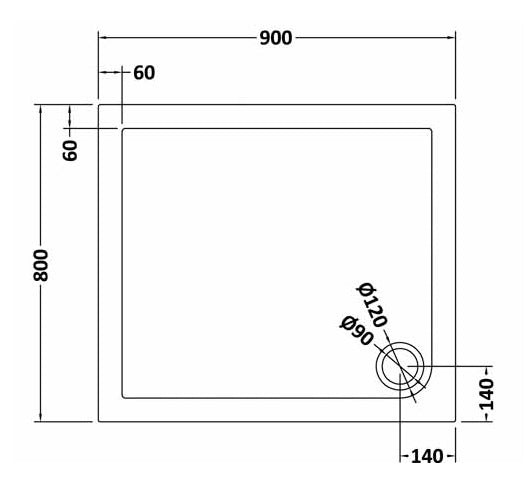 NUIE Rectangular Shower Tray 900 x 800mm