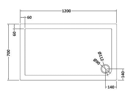 NUIE Rectangular Shower Tray 1200 x 700mm