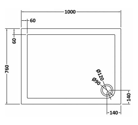 NUIE Rectangular Shower Tray 1000 x 760mm