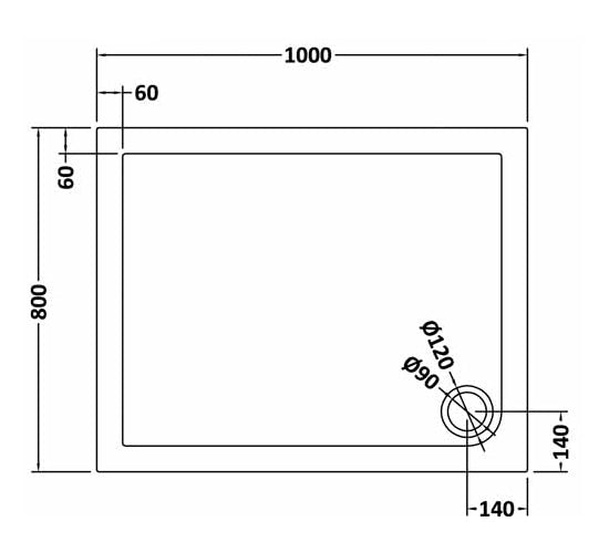 NUIE Rectangular Shower Tray 1000 x 800mm