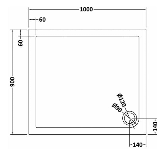 NUIE Rectangular Shower Tray 1000 x 900mm