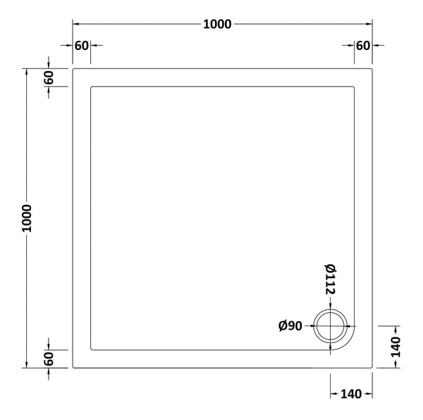 NUIE Square Shower Tray 1000 x 1000mm
