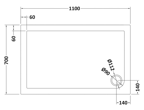 NUIE Rectangular Shower Tray 1100 x 700mm