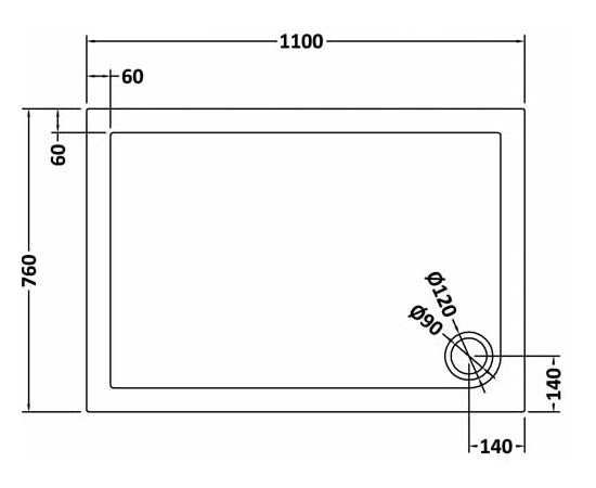 NUIE Rectangular Shower Tray 1100 x 760mm