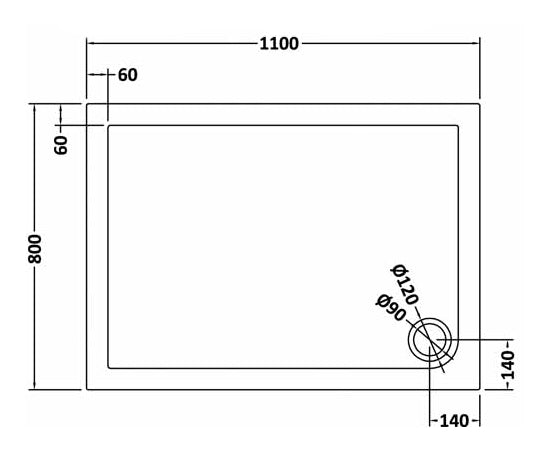 NUIE Rectangular Shower Tray 1100 x 800mm