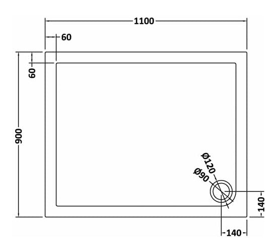 NUIE Rectangular Shower Tray 1100 x 900mm