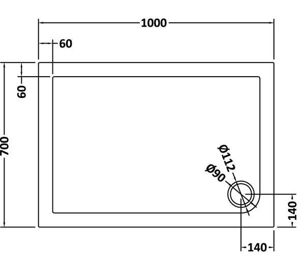 NUIE Rectangular Shower Tray 1000 x 700mm
