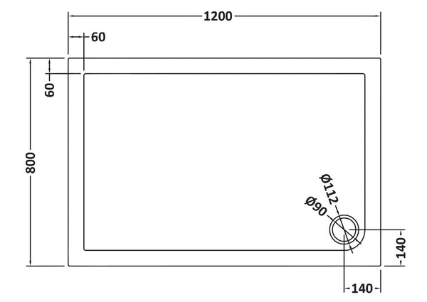 NUIE Rectangular Shower Tray 1200 x 800mm