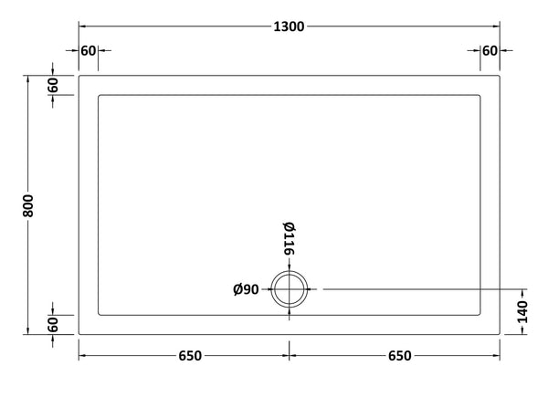 NUIE Rectangular Shower Tray 1300 x 800mm
