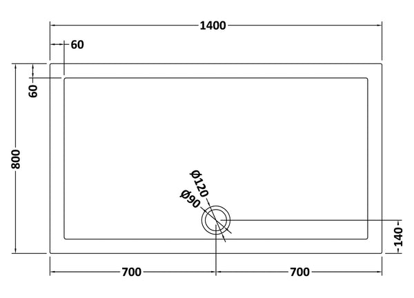 NUIE Rectangular Shower Tray 1400 x 800mm
