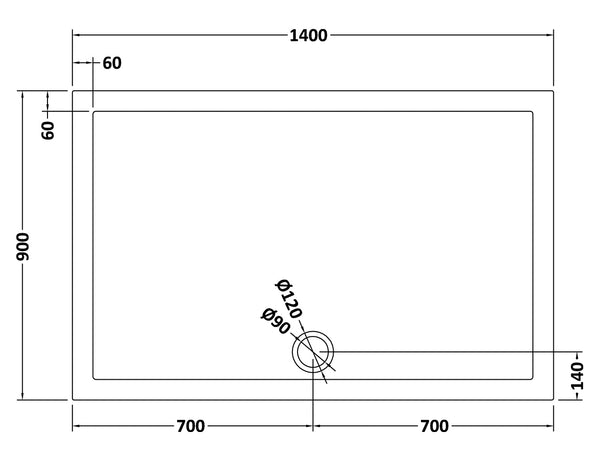 NUIE Rectangular Shower Tray 1400 x 900mm