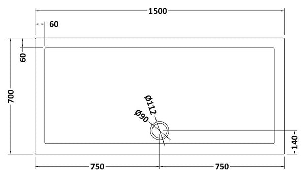 NUIE Rectangular Shower Tray 1500 x 700mm