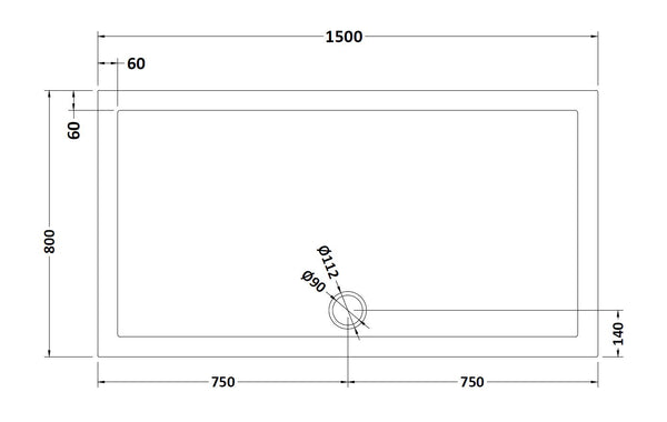 NUIE Rectangular Shower Tray 1500 x 800mm