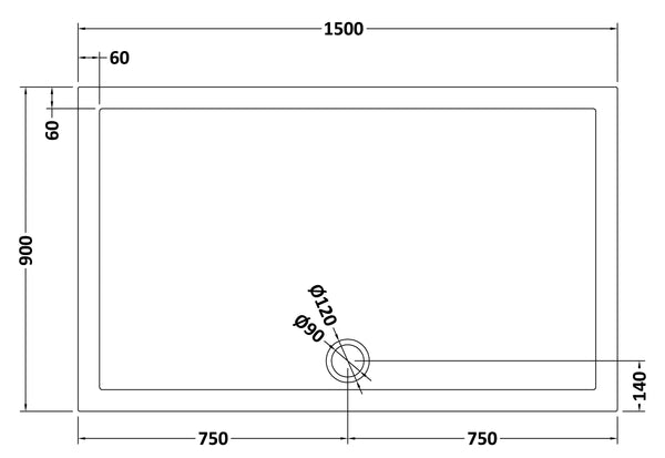 NUIE Rectangular Shower Tray 1500 x 900mm