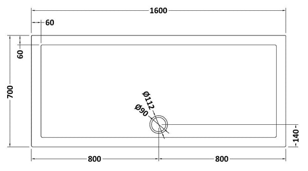NUIE Rectangular Shower Tray 1600 x 700mm