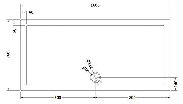 NUIE Rectangular Shower Tray 1600 x 760mm