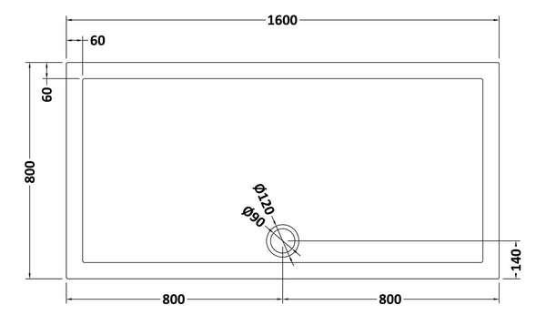 NUIE Rectangular Shower Tray 1600 x 800mm