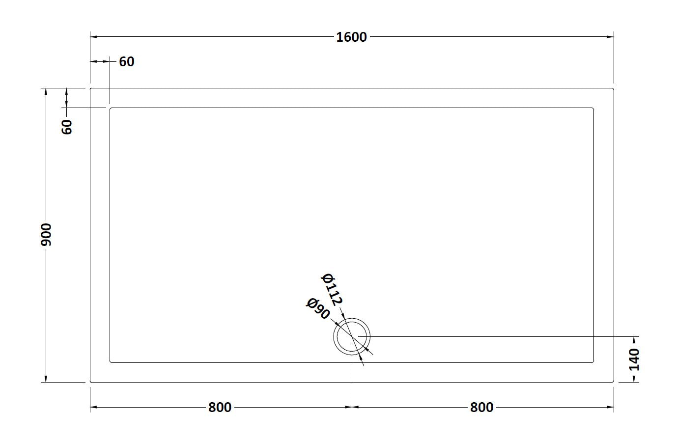 NUIE Rectangular Shower Tray 1600 x 900mm