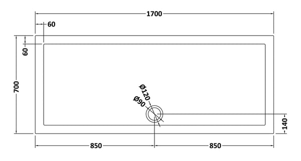 NUIE Rectangular Shower Tray 1700 x 700mm