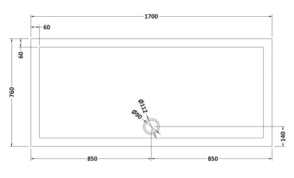 NUIE Rectangular Shower Tray 1700 x 760mm
