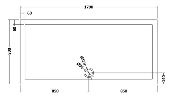 NUIE Rectangular Shower Tray 1700 x 800mm