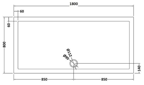NUIE Rectangular Shower Tray 1800 x 800mm