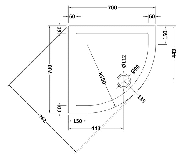 NUIE Quadrant Shower Tray 700 x 700mm