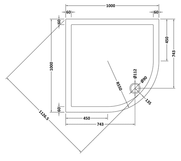 NUIE Quadrant Shower Tray 1000 x 1000mm