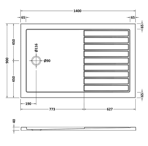 NUIE Rectangular Walk-In Shower Tray 1400 x 900