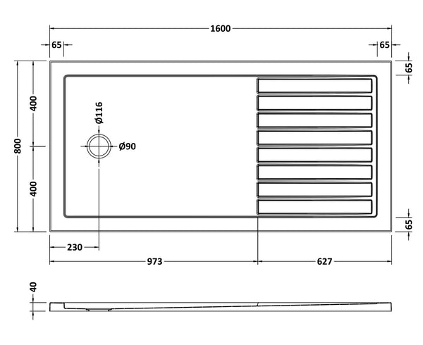 NUIE Rectangular Walk-In Shower Tray 1600 x 800