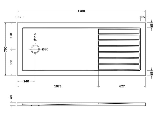 NUIE Rectangular Walk-In Shower Tray 1700 x 700