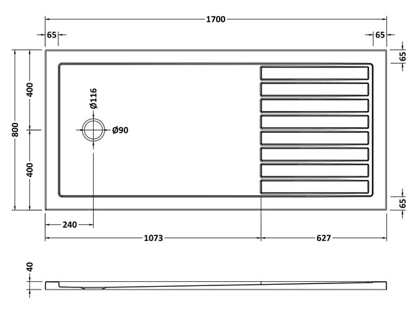 NUIE Rectangular Walk-In Shower Tray 1700 x 800