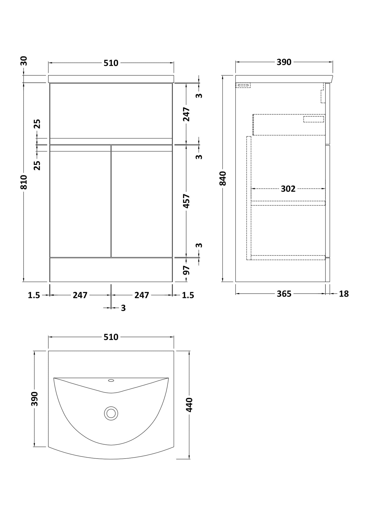 Hudson Reed 500mm Floor Standing 2 Door/Drawer Vanity Unit & Basin 4