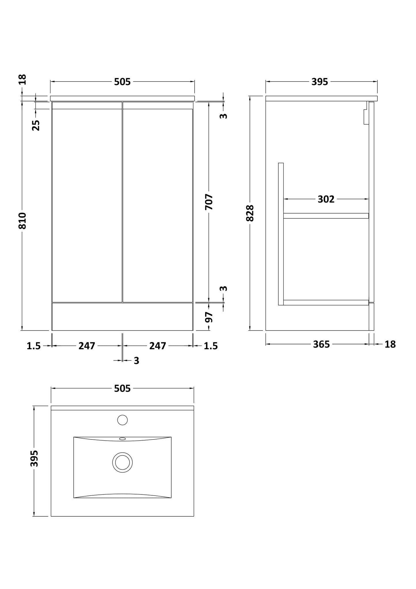 Hudson Reed 500mm Floor Standing 2-Door Vanity Unit & Basin 2