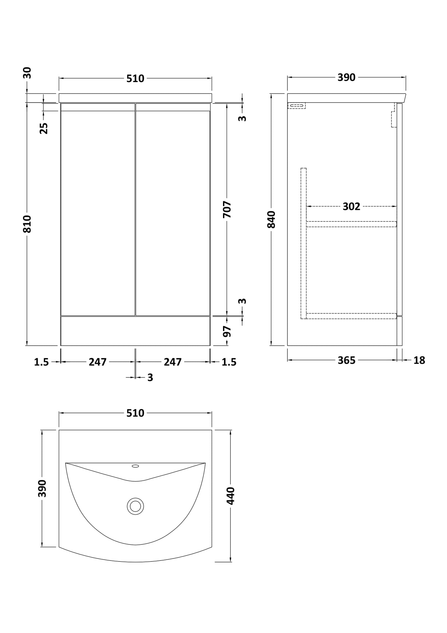 Hudson Reed 500mm Floor Standing 2 Door Vanity Unit & Basin 4