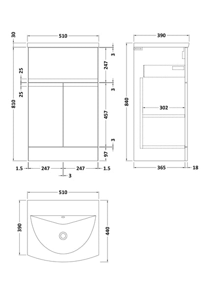 Hudson Reed 500mm Floor Standing 2 Door/Drawer Unit & Basin 4