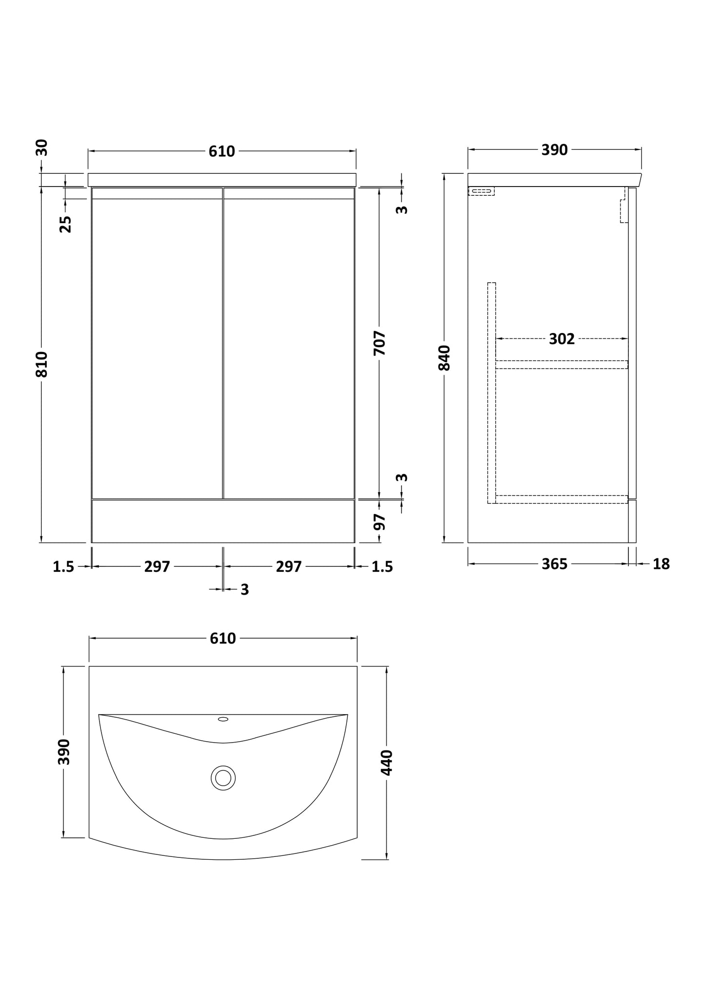 Hudson Reed 600mm Floor Standing 2 Door Unit & Basin 4