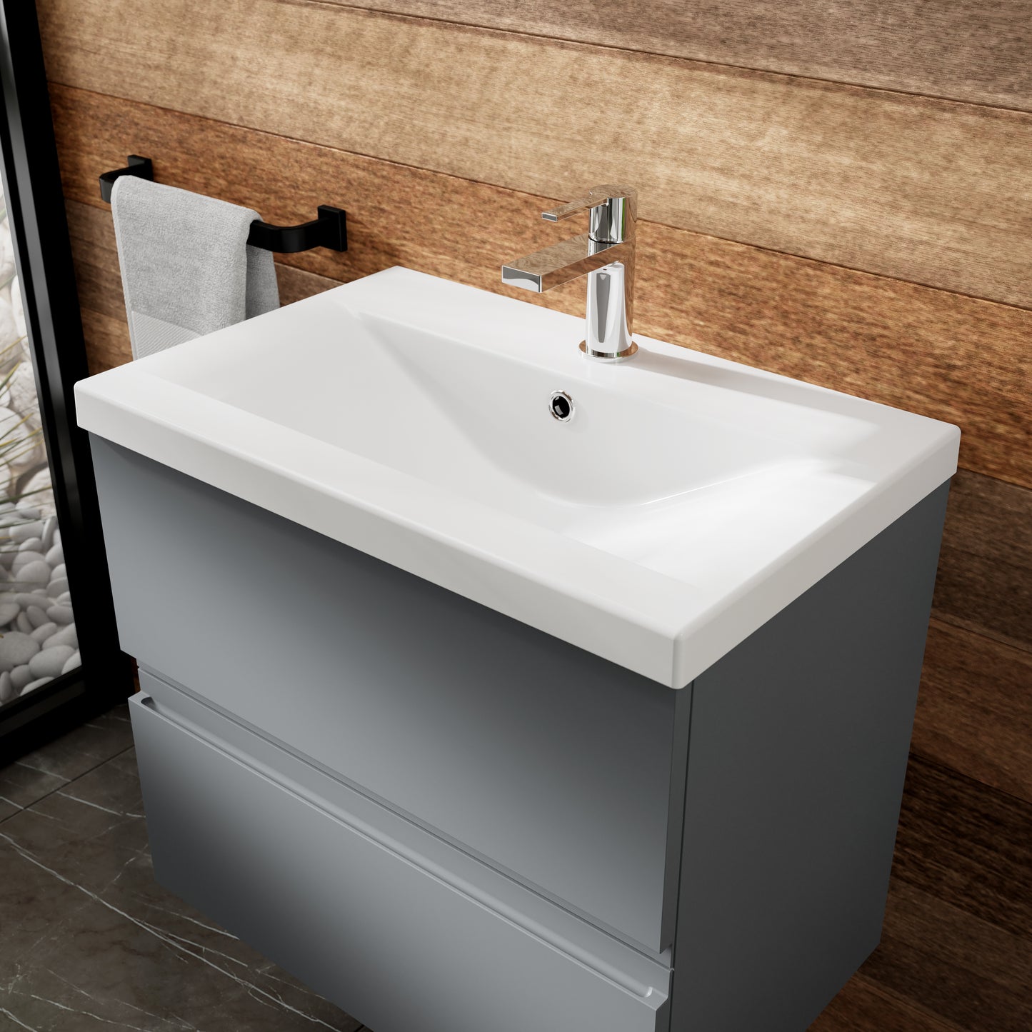 Hudson Reed 600mm Wall Hung 2-Drawer Vanity Unit & Basin 1